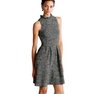 Anthropologie Ganni Tweed Dress Gray Mock Neck Sleeveless Size S